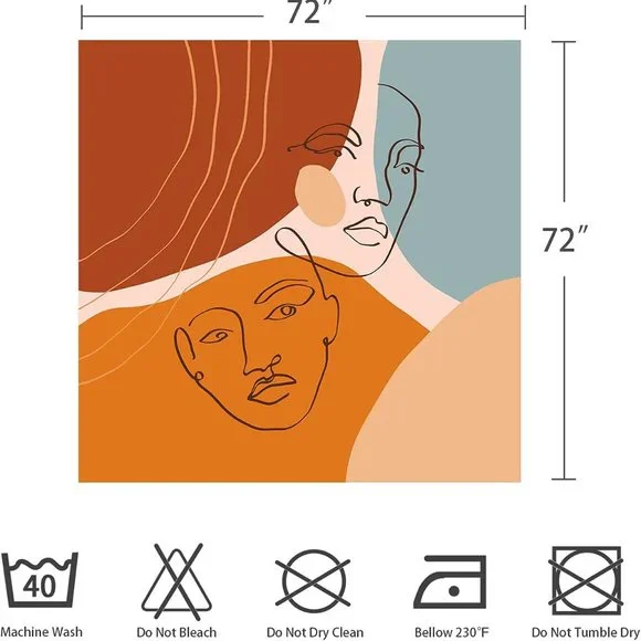 GIBELLE Abstract Shower Curtain Set with Hooks 72x72"  🚿🚿 NEW!!! - Picture 5 of 8